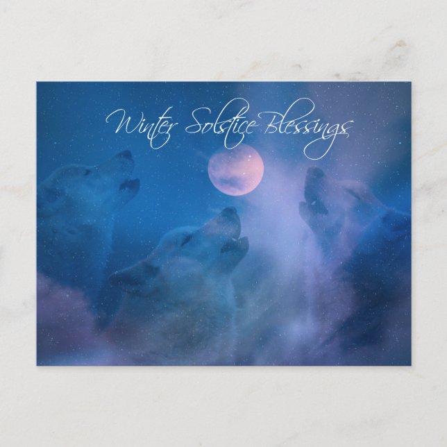 Carte Postale Bénédictions du solstice d'hiver du loup (Devant)