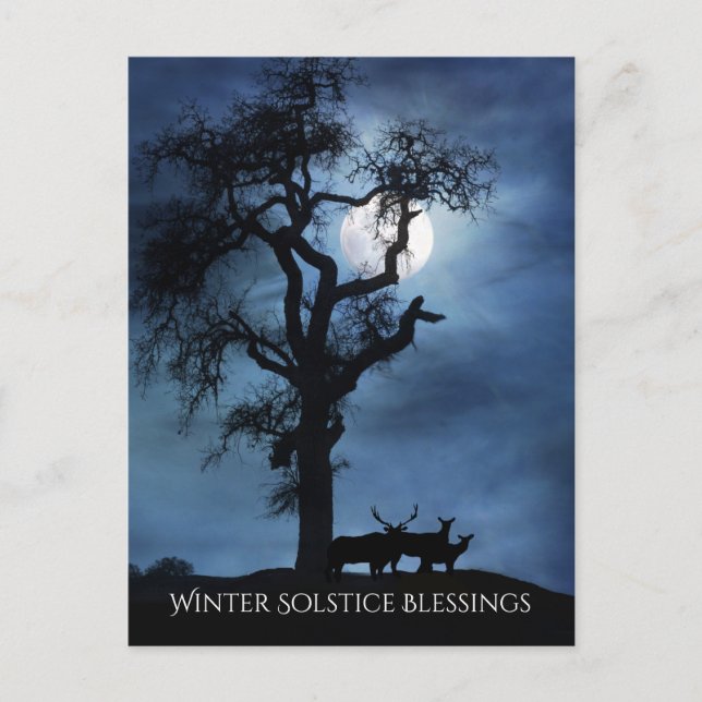 Carte Postale Bénédictions du solstice d'hiver Elks et Lune   (Devant)