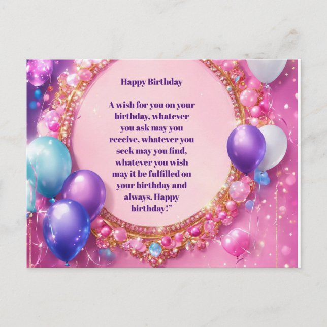 Carte Postale " Bénédictions spéciales d'anniversaire" (Devant)