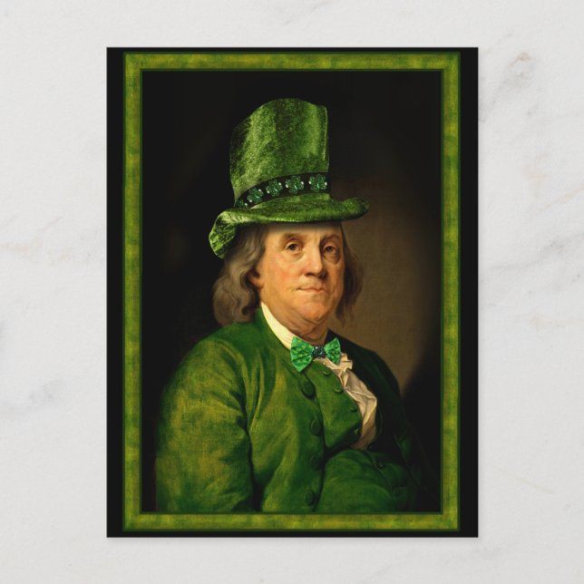 Carte Postale Benjamin Franklin Clover St Patrick's Day (Devant)