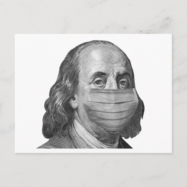 Carte Postale Benjamin Franklin en masque (Devant)
