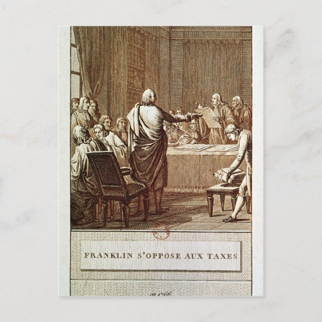 Carte Postale Benjamin Franklin présente son opposition (Devant)