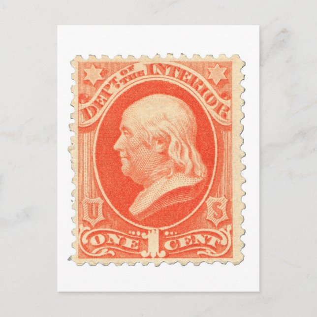Carte Postale Benjamin Franklin Un Cent États-Unis Timbre (Devant)