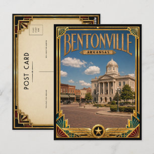 Carte Postale Bentonville Arkansas Art Déco Vintage Âge d'Or