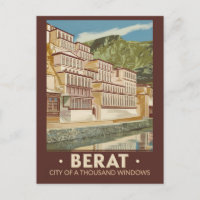 Berat Albanie Illustration Voyage Art Vintage