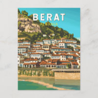 Berat Albanie Travel Art Vintage