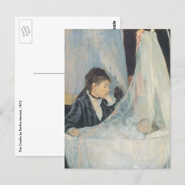 Carte Postale Berceau par Berthe Morisot, Impressionnisme Vintag (Devant / Derrière)