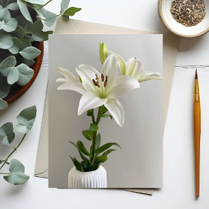 Carte Postale Berceuse de lys   Peinture florale simple blanche