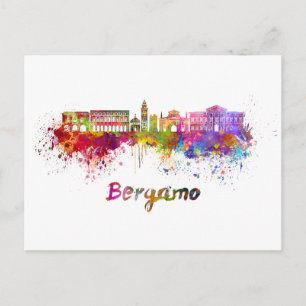 Carte Postale Bergamo skyline in watercolor