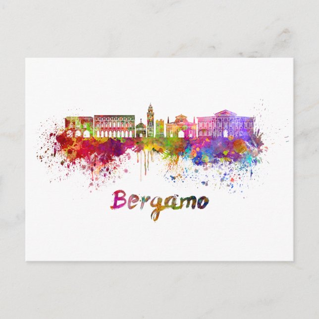 Carte Postale Bergamo skyline in watercolor (Devant)