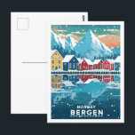 Carte Postale Bergen Norvège Vintage Lieu de voyage célèbre<br><div class="desc">Bergen Norvège Vintage Lieu de voyage célèbre</div>