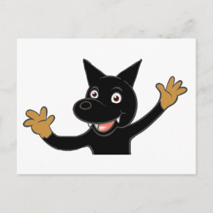 Carte Postale berger allemand bi colorié waving