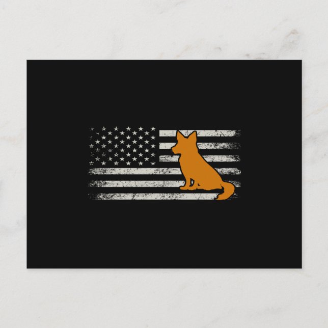 Carte Postale berger allemand drapeau américain (Devant)