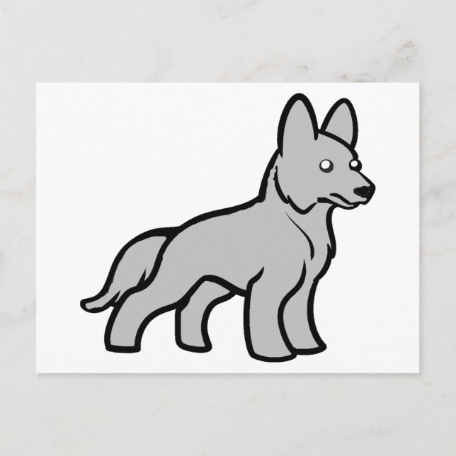 Carte Postale Berger Allemand Gris Dessin Animé (Devant)