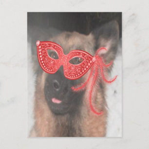 Carte postale Berger allemand Mardi Gras Masque ro