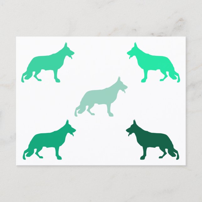 Carte Postale Berger allemand motif minimal vert  (Devant)