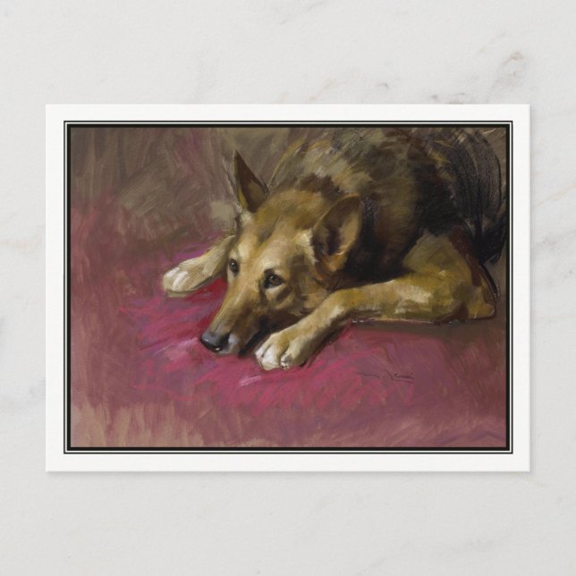 Carte Postale Berger allemand patient par Marino Lenci (Devant)