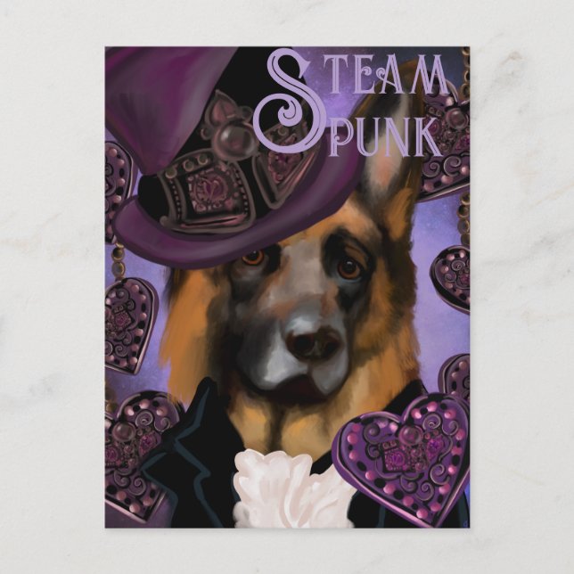 Carte Postale Berger allemand Steampunk (Devant)