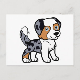 Carte Postale Berger Australien Blue Merle Dessin Animé avec Que