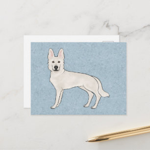 Carte Postale Berger Blanc Suisse Blanc GSD Chien de Dessin Anim