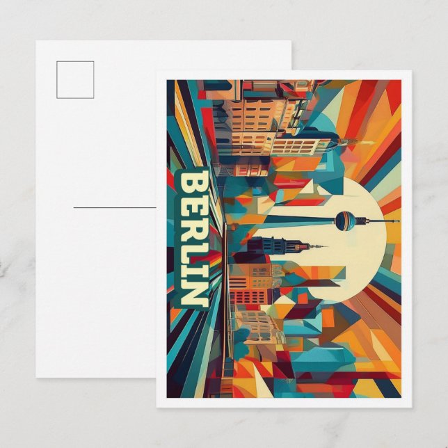 Carte Postale Berlin Allemagne coloré artistique (Devant / Derrière)