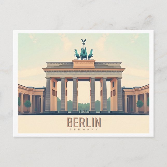 Carte Postale Berlin Allemagne Porte de Brandebourg Pastel Voyag (Devant)