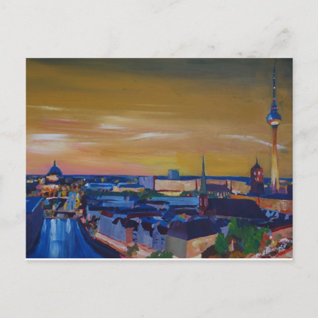 Carte Postale Berlin Allemagne Skyline à Dusk (Devant)