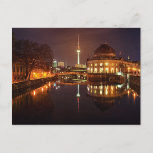 Carte Postale Berlin Allemagne Skyline Nacht Fernsehturm Postkar