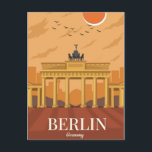Carte Postale Berlin Allemagne train Travel Art Vintage<br><div class="desc">vintage,  rétro,  voyage,  moderne,  aquarelle,  classique,  porte de marque,  Berlin,  Allemagne,  illustration, </div>