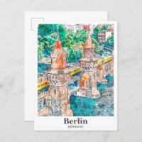 Berlin Allemagne Voyage Aquarelle main tirée