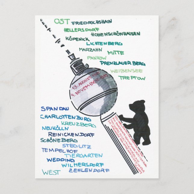 Carte Postale Berlin Mauer Wall East West Mauerfall (Devant)