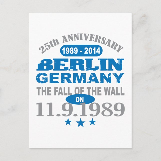 Carte Postale Berlin Mur Allemagne 25 Anniversaire (Devant)