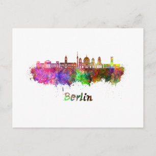 Carte Postale Berlin V2 skyline in watercolor