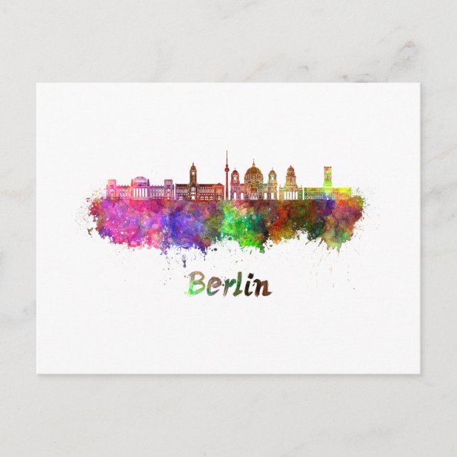 Carte Postale Berlin V2 skyline in watercolor (Devant)
