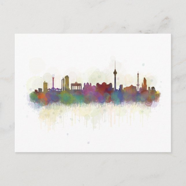 Carte Postale Berlin ville Allemagne. Deutsche Skyline art v2 (Devant)