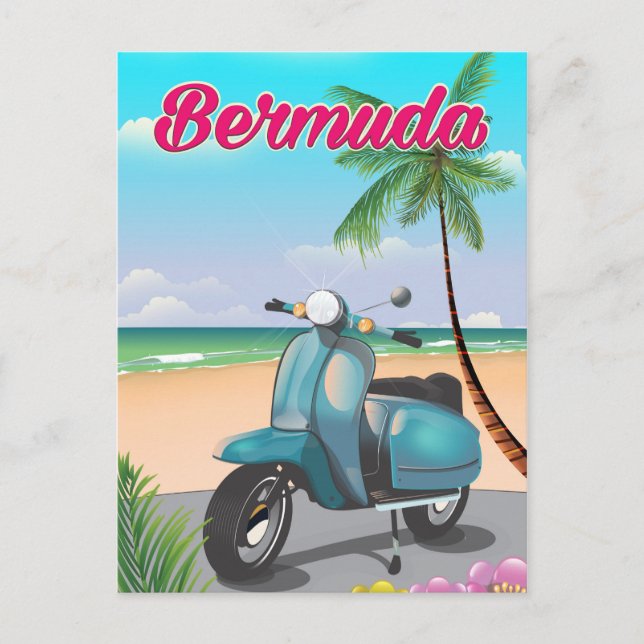 Carte Postale Bermuda Beach Scooter affiche de voyage (Devant)