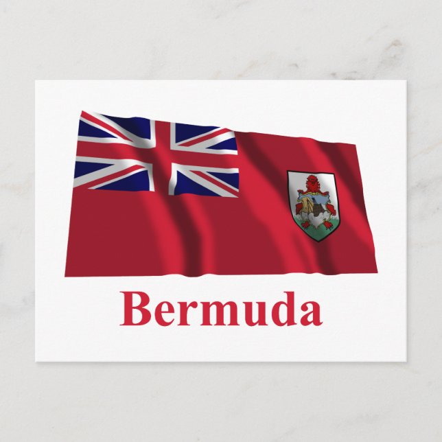 Carte Postale Bermude Drapeau agité avec nom (Devant)