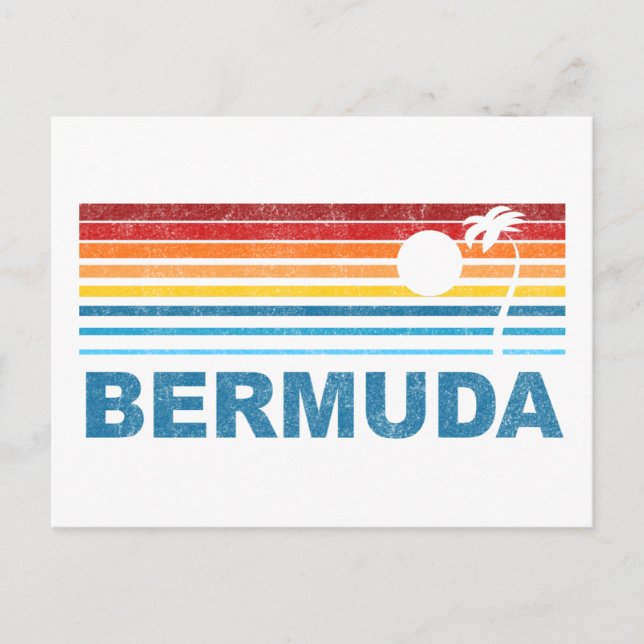 Carte Postale Bermudes de palmiers rétro (Devant)