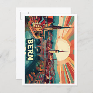 Carte Postale Berne Suisse artistique coloré