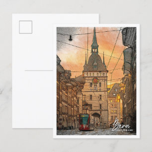 Carte Postale Berne Suisse Belle crayon couleur Ville