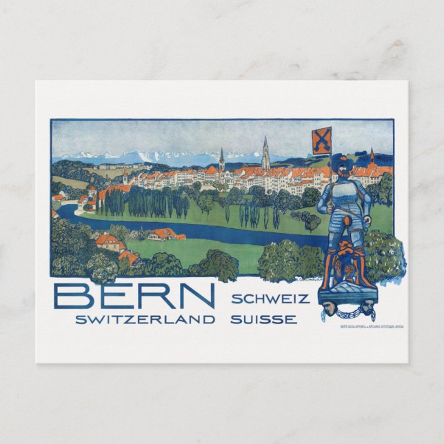 Carte Postale Berne Suisse Poster vintage 1906 (Devant)