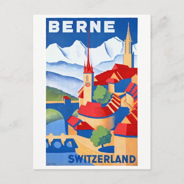 Carte Postale Berne Suisse - Poster Vintage voyage restauré (Devant)