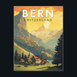 Carte Postale Berne Suisse Travel Art Vintage<br><div class="desc">Conception de voyage vectoriel rétro Bern. Berne,  capitale de la Suisse,  est construite autour d’un ruisseau dans l’Aare.</div>