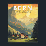 Carte Postale Berne Suisse Travel Art Vintage<br><div class="desc">Conception de voyage vectoriel rétro Bern. Berne,  capitale de la Suisse,  est construite autour d’un ruisseau dans l’Aare.</div>