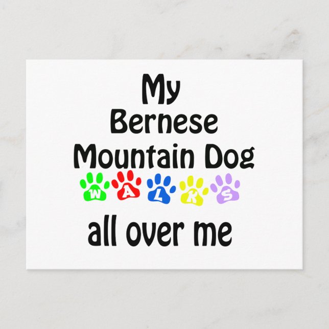 Carte Postale Bernese Mountain Dog Walks Design (Devant)