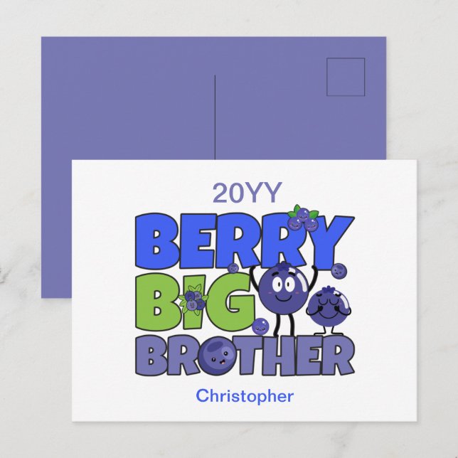 Carte Postale Berry Big Brother - Pun à bleuets - frère (Devant / Derrière)