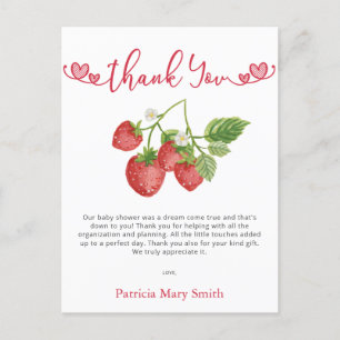 Carte Postale Berry fraise Merci Baby shower doux