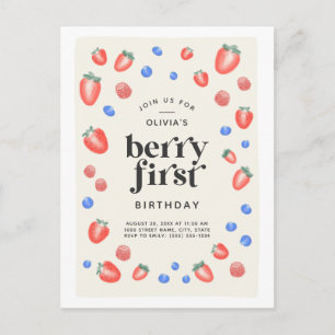 Carte Postale Berry Premier anniversaire fraise Anniversaire