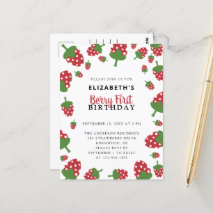 Carte Postale Berry premier anniversaire mignonne fraise Kawaii 
