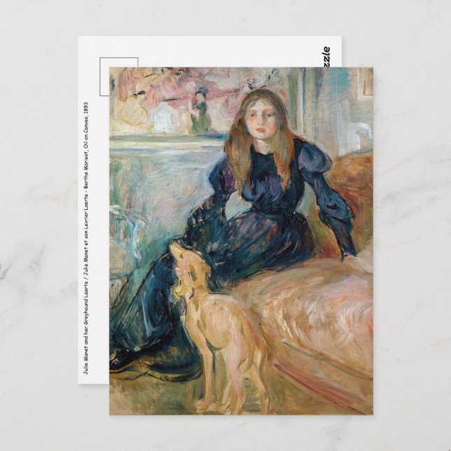 Carte Postale Berthe Morisot - Julie et son Greyhound Laerte (Devant / Derrière)